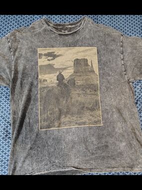 Vintage-Style Stone Washed Cowboy Graphic T-Shirt